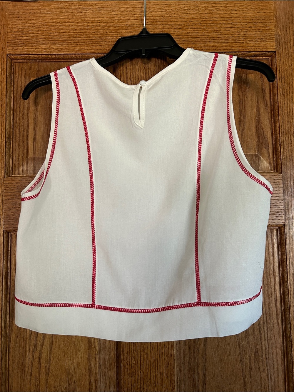Sleeveless Top & Pant Set, White w/ Orange Piping, Side Zipper & Pockets, NWOT! - Picture 4 of 15